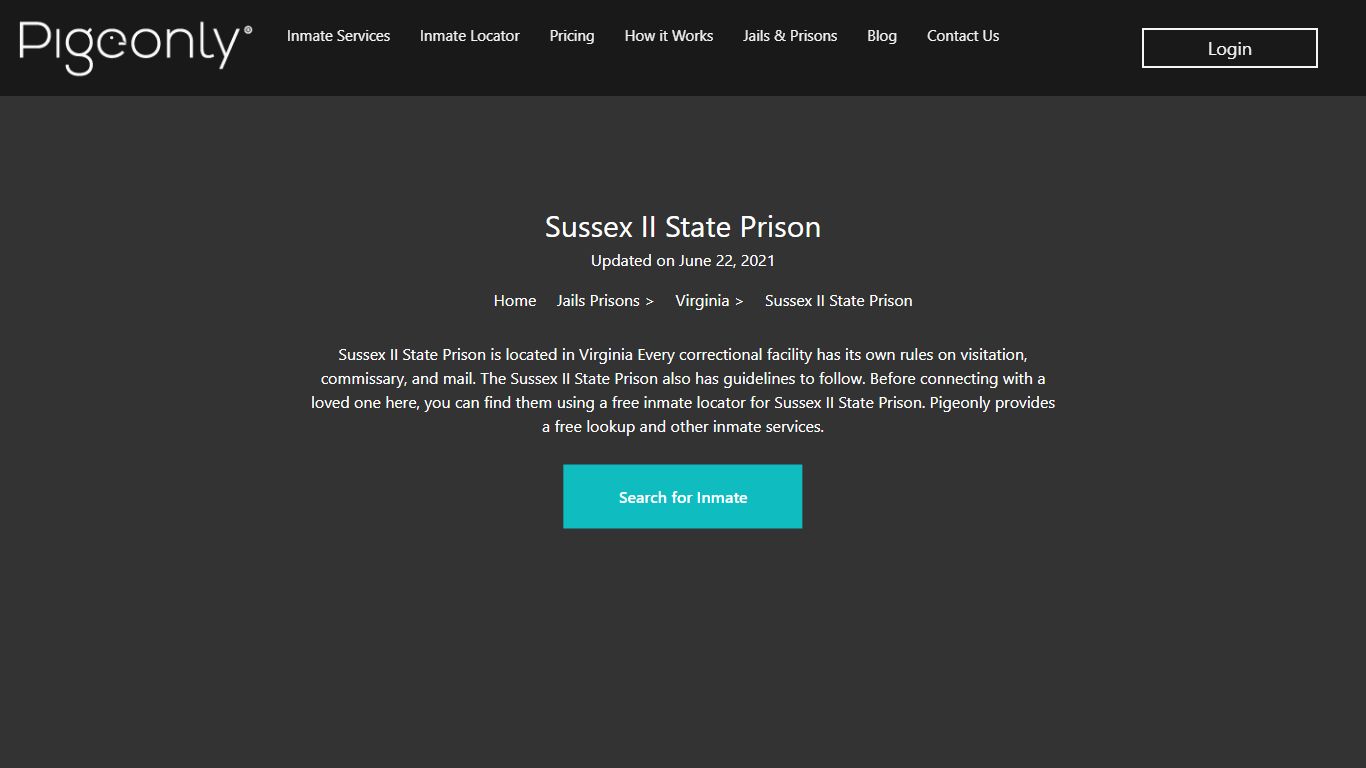 Sussex II State Prison Inmate Search | Virginia - Pigeonly